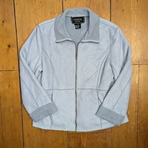 Coaco New York Jacket Coat Faux Fur Light Blue Zip Fleece Women's Large